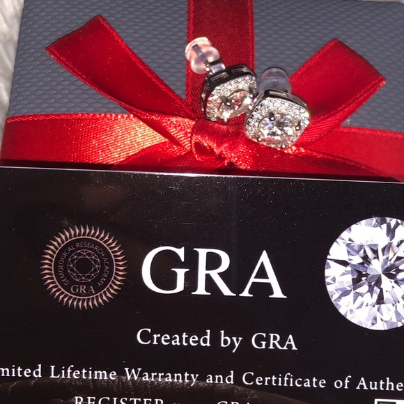 14k Gold Vermeil Diamond Earring | 2ct Studs VVS Gra Certified | Gift For Him - Picture 3 of 10